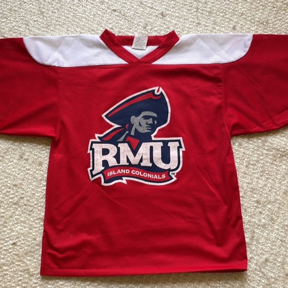 🏒RMU COLONIALS YOUTH MEDIUM RED HOCKEY PRACTICE JERSEY